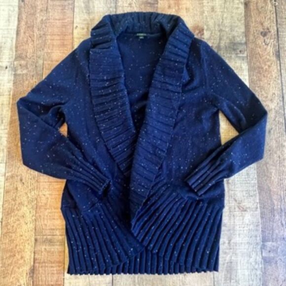 Talbots Donegal Navy Blue Speckled Open Front Cardigan Sweater Small - Picture 6 of 7